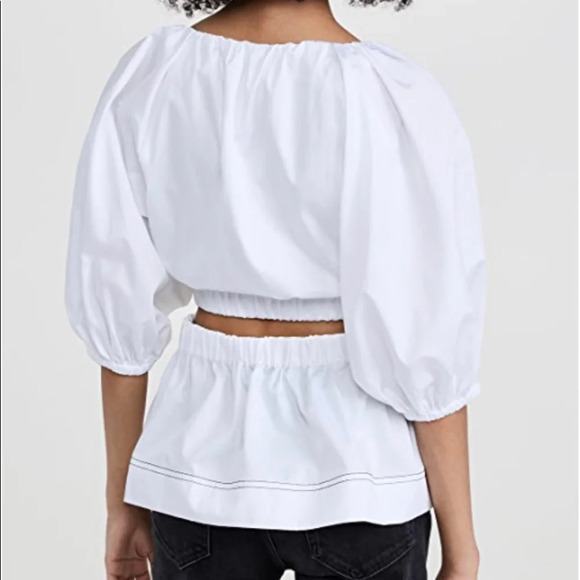 NWT Something Navy Wrap Top with Cut Outs in White Size Small Arielle Charnas - Picture 3 of 10
